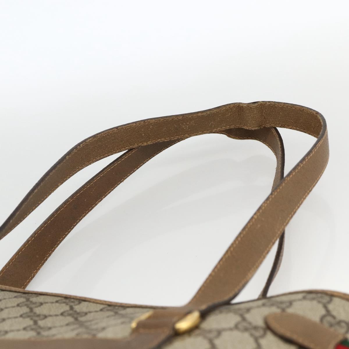 GUCCI GG Supreme Web Sherry Line Tote Bag PVC Beige Gold 39 02 091 Auth ARZ316