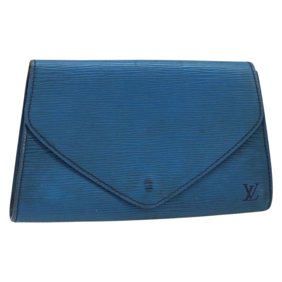 LOUIS VUITTON Epi Art Deco Clutch Bag Blue M52635 LV Auth ARZ317
