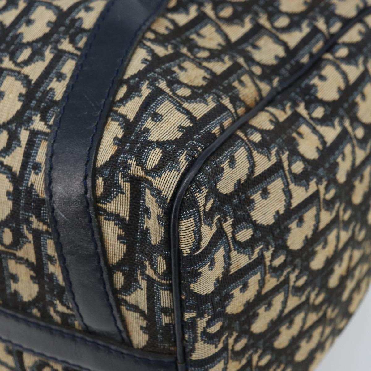 Christian Dior Trotter Canvas Boston Bag Navy Silver Auth ARZ339