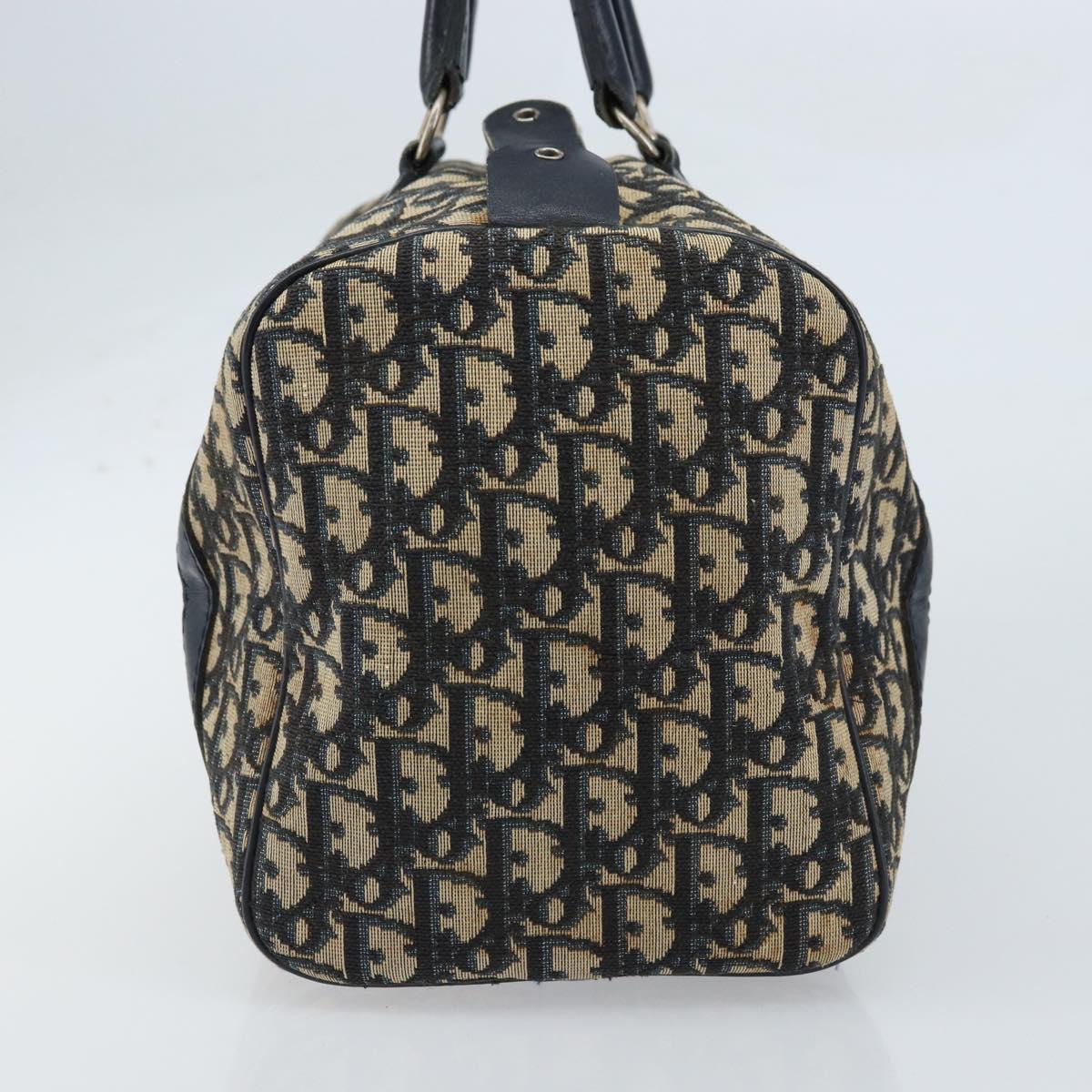 Christian Dior Trotter Canvas Boston Bag Navy Silver Auth ARZ339