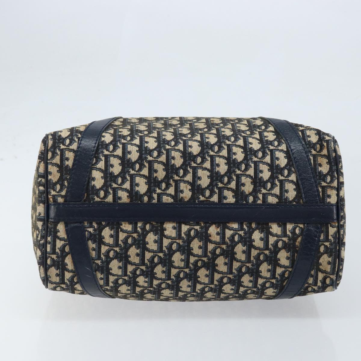 Christian Dior Trotter Canvas Boston Bag Navy Silver Auth ARZ339