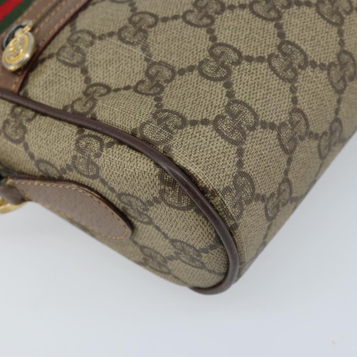 GUCCI GG Supreme Web Sherry Line Bag PVC Beige Gold 001 44 6655 Auth ARZ340