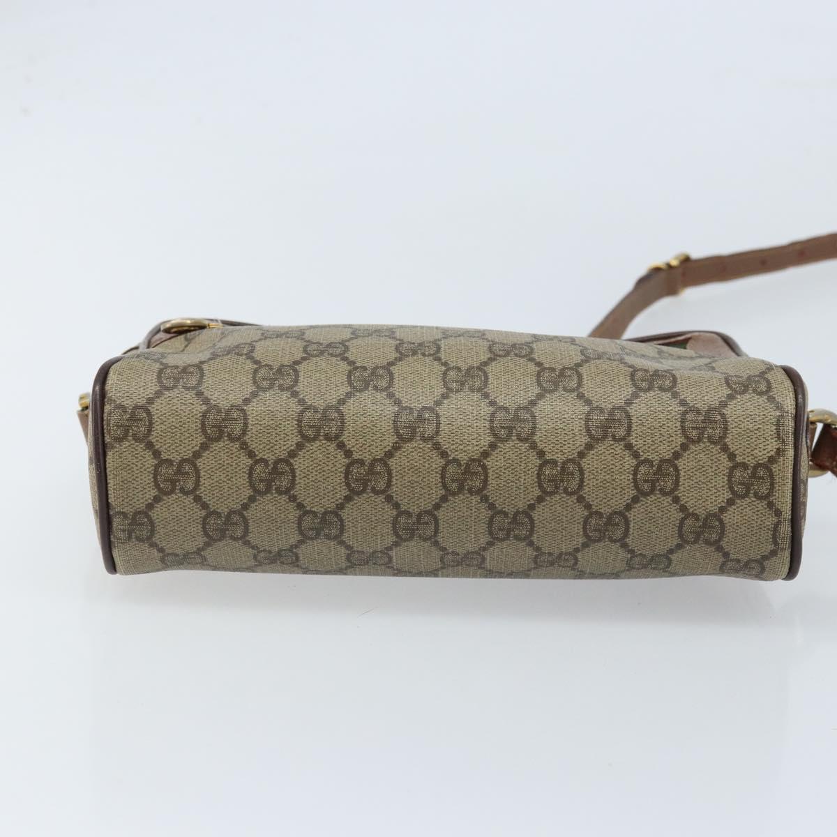 GUCCI GG Supreme Web Sherry Line Bag PVC Beige Gold 001 44 6655 Auth ARZ340