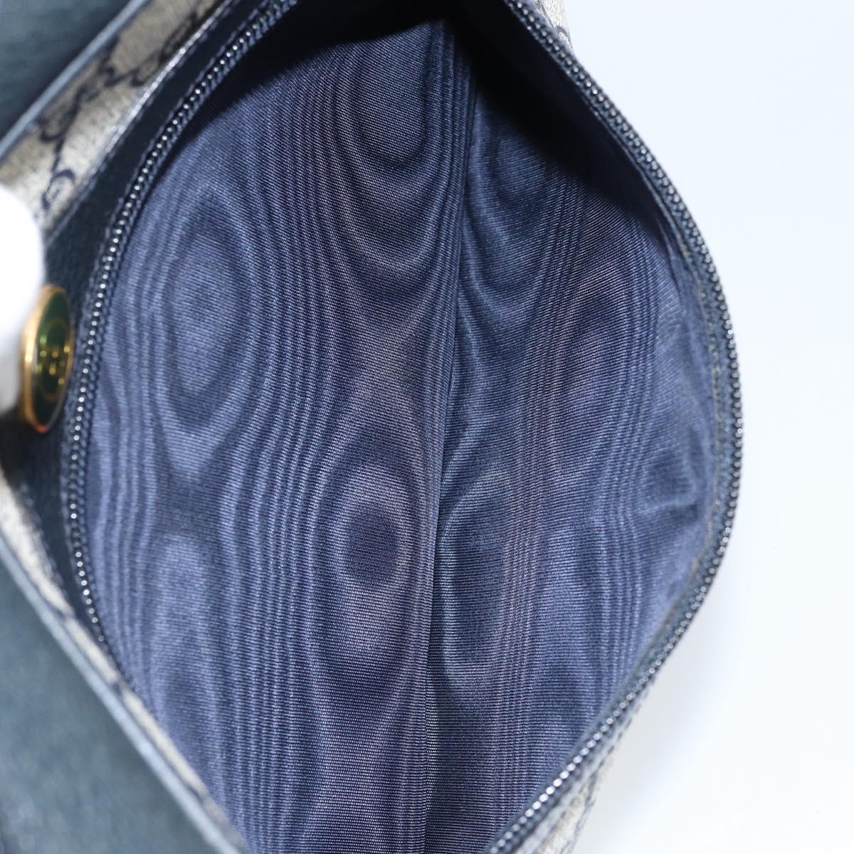 GUCCI GG Supreme Sherry Line Shoulder Bag PVC Navy Gold 68 02 005 Auth ARZ344