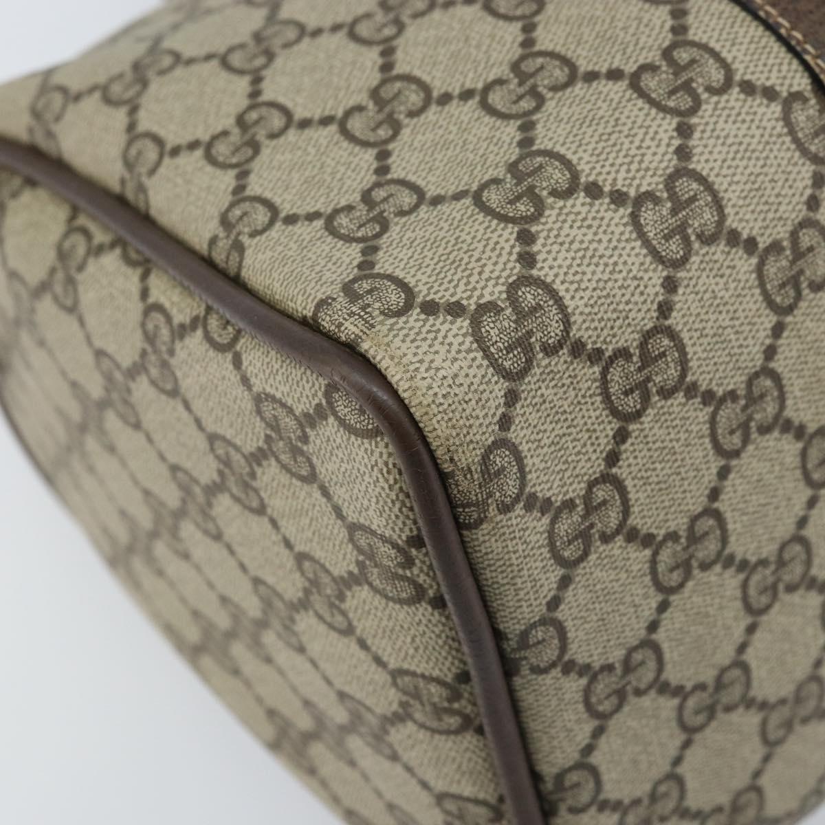 GUCCI GG Supreme Web Sherry Line Boston Bag PVC Beige Gold 58 02 007 Auth ARZ349