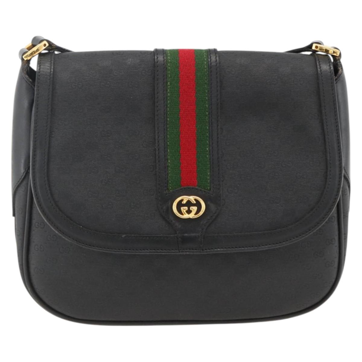 GUCCI Micro GG Supreme Web Sherry Line Bag PVC Black 001 115 0914 Auth ARZ351