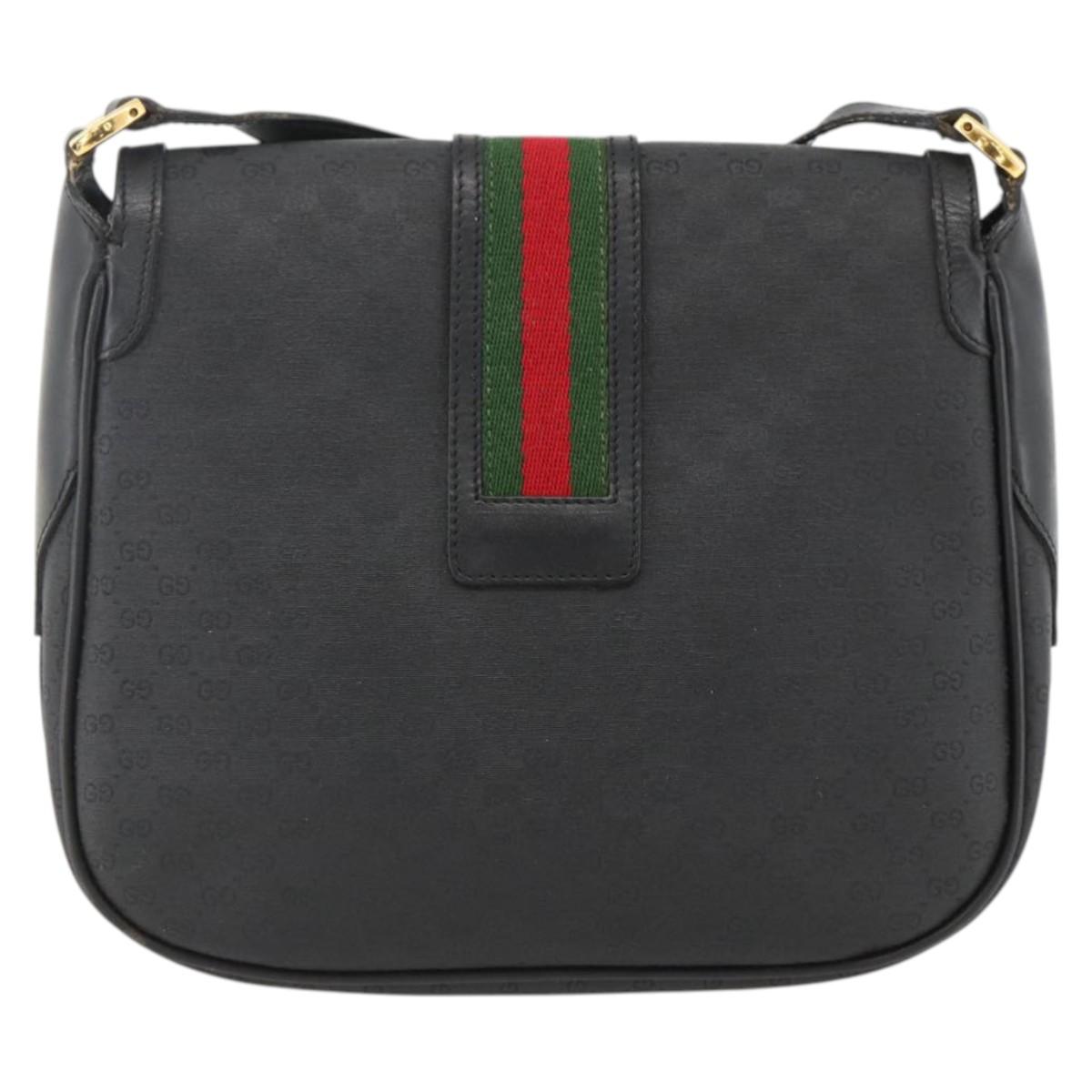 GUCCI Micro GG Supreme Web Sherry Line Bag PVC Black 001 115 0914 Auth ARZ351