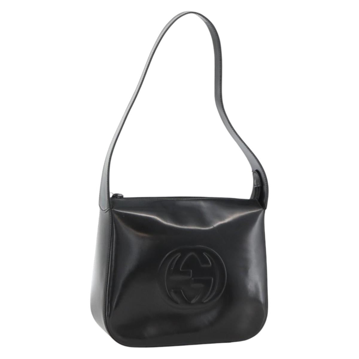 GUCCI Shoulder Bag Patent leather Black 001 3754 1703 Auth ARZ352