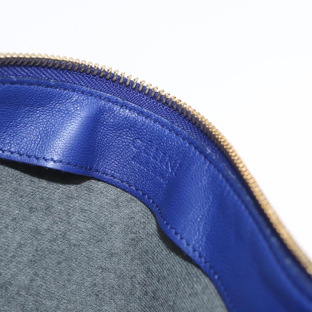 CELINE Trio Shoulder Bag Leather Blue Gold Auth ARZ364