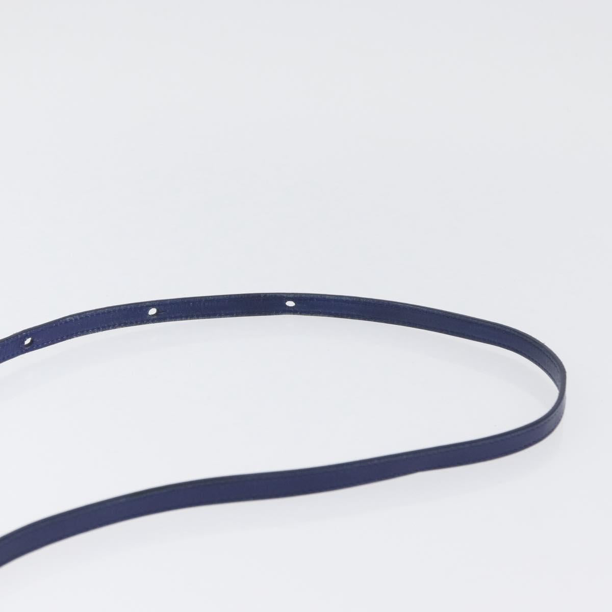 CELINE Trio Shoulder Bag Leather Blue Gold Auth ARZ364