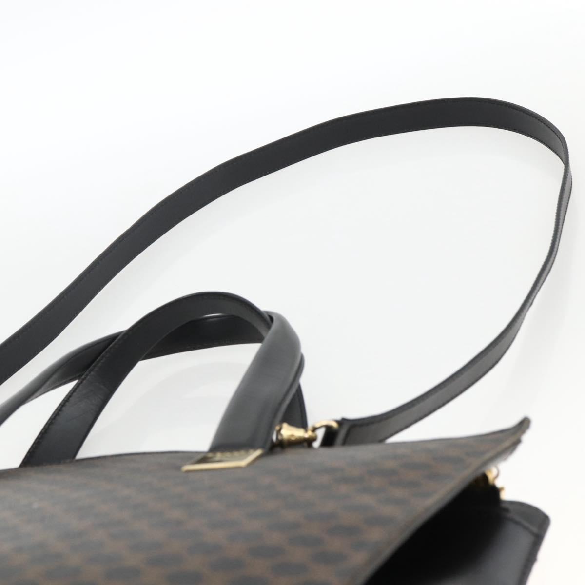 CELINE Macadam Canvas Hand Bag PVC Leather 2way Black Gold Auth ARZ365