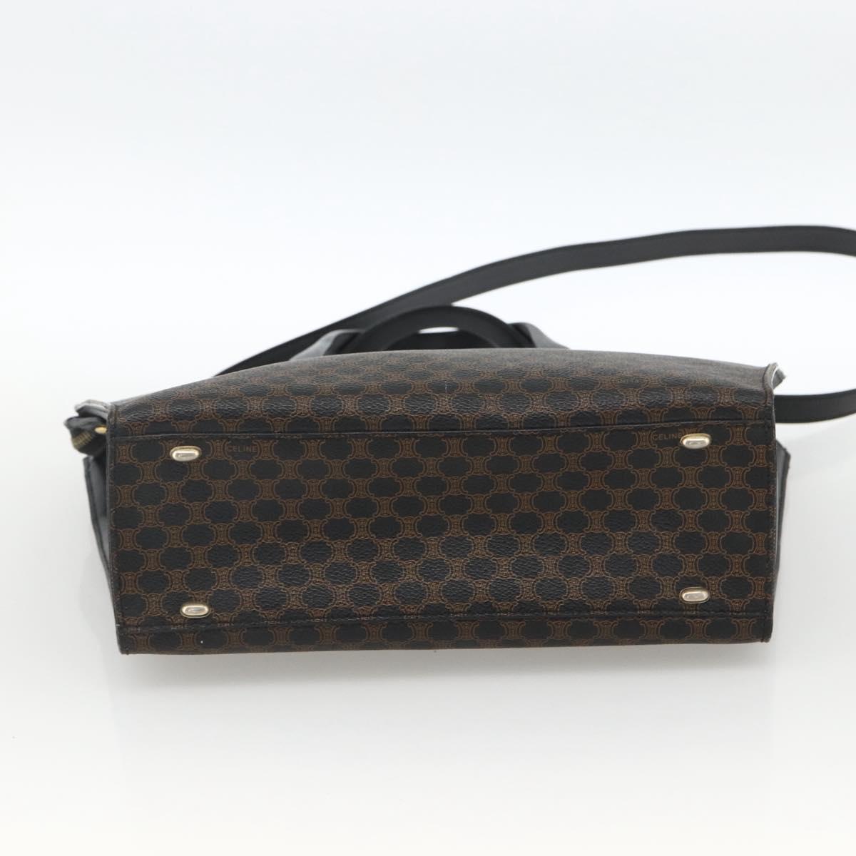 CELINE Macadam Canvas Hand Bag PVC Leather 2way Black Gold Auth ARZ365