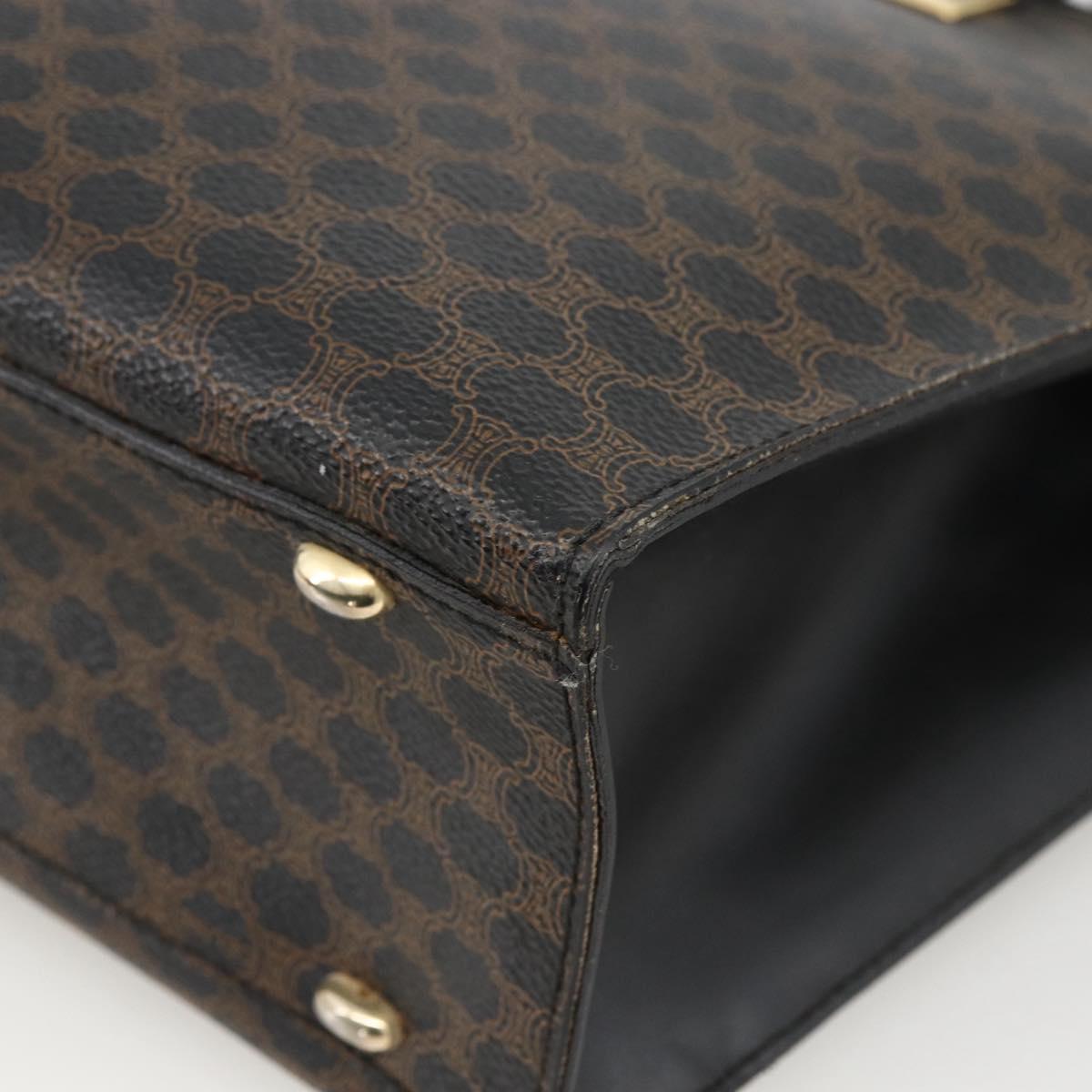 CELINE Macadam Canvas Hand Bag PVC Leather 2way Black Gold Auth ARZ365