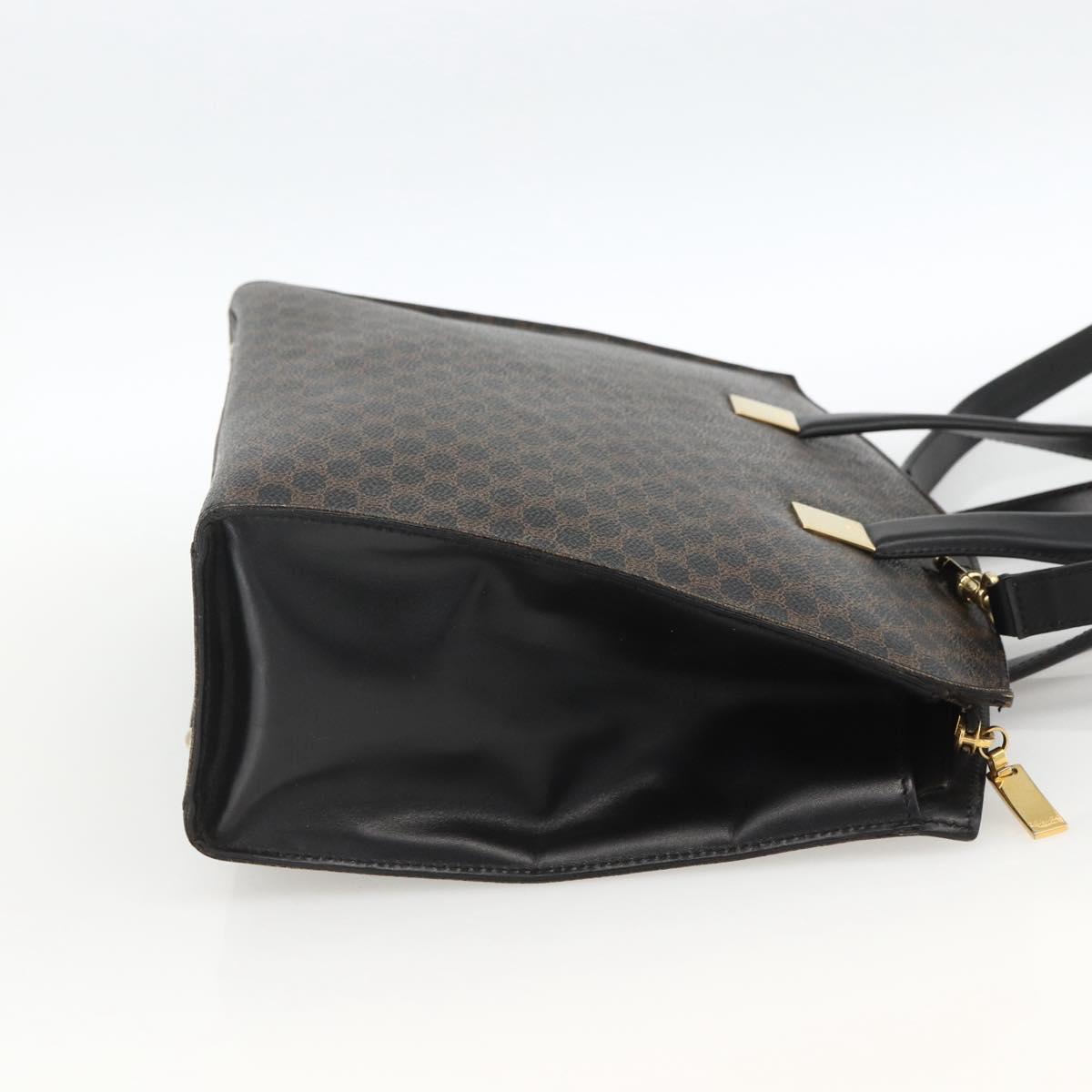 CELINE Macadam Canvas Hand Bag PVC Leather 2way Black Gold Auth ARZ365