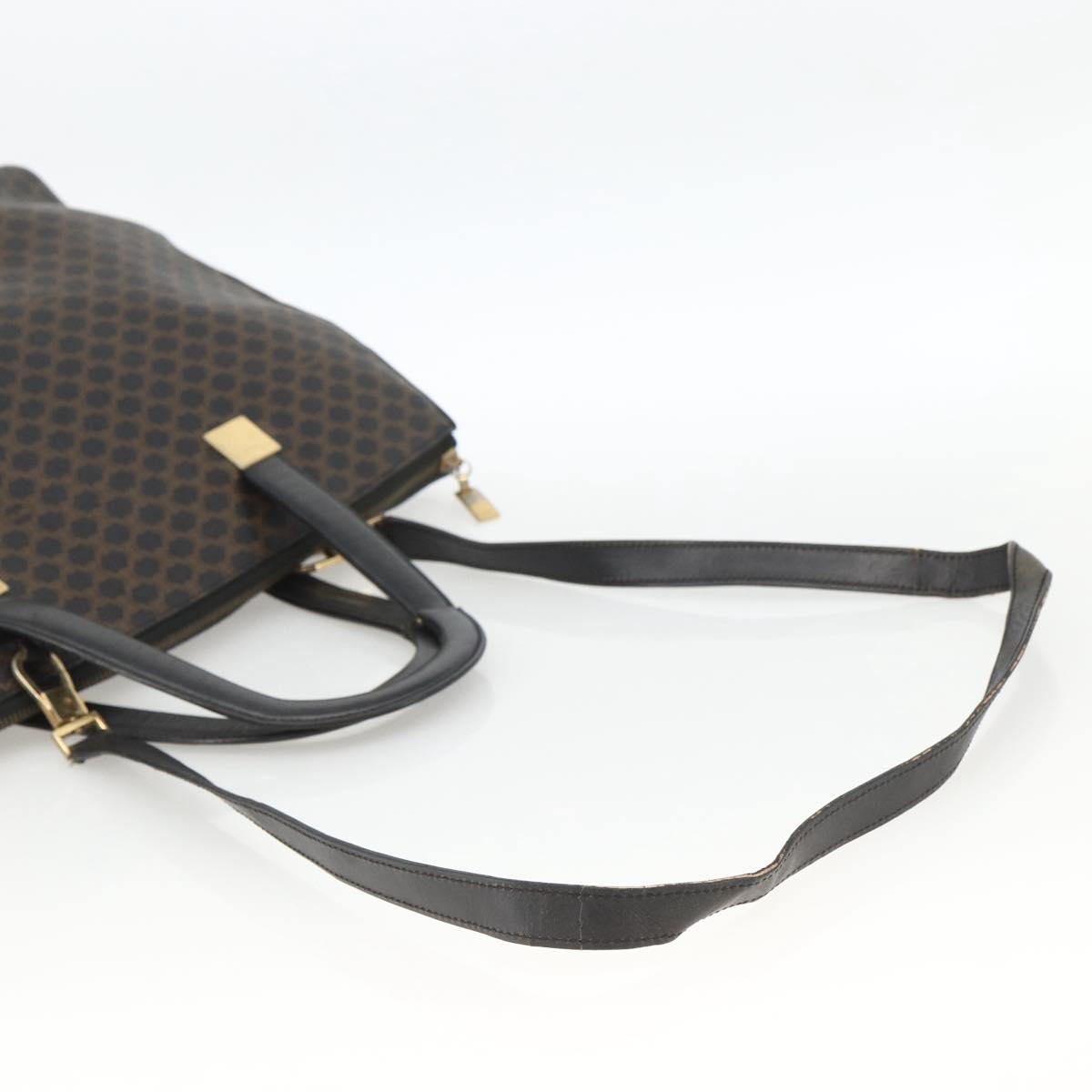 CELINE Macadam Canvas Hand Bag PVC Leather 2way Black Gold Auth ARZ366