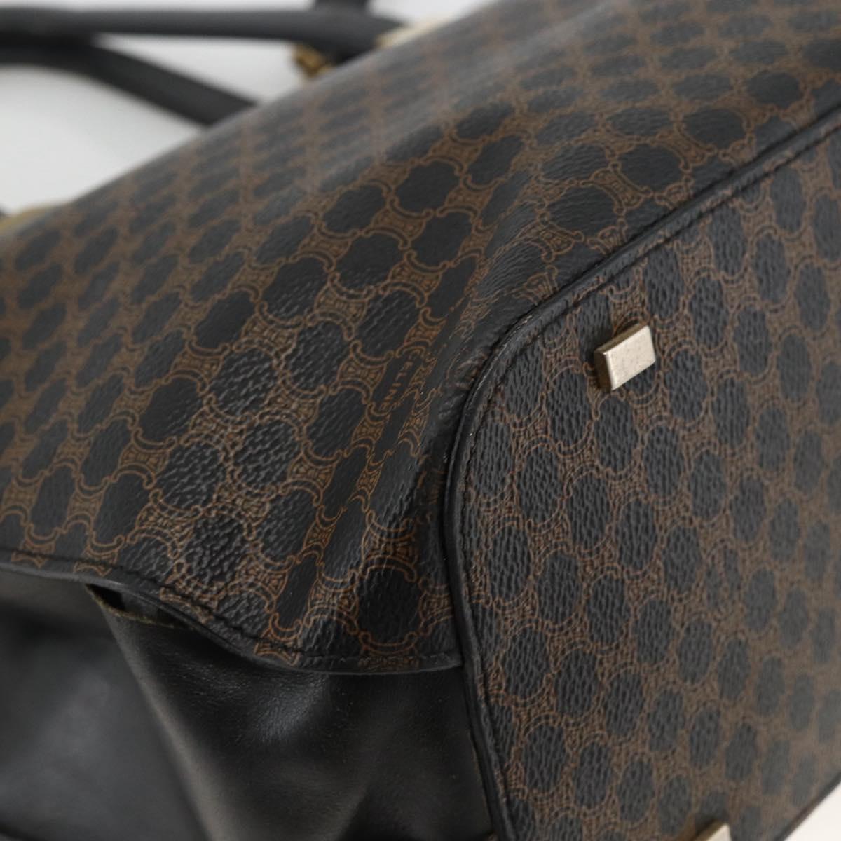 CELINE Macadam Canvas Hand Bag PVC Leather 2way Black Gold Auth ARZ366