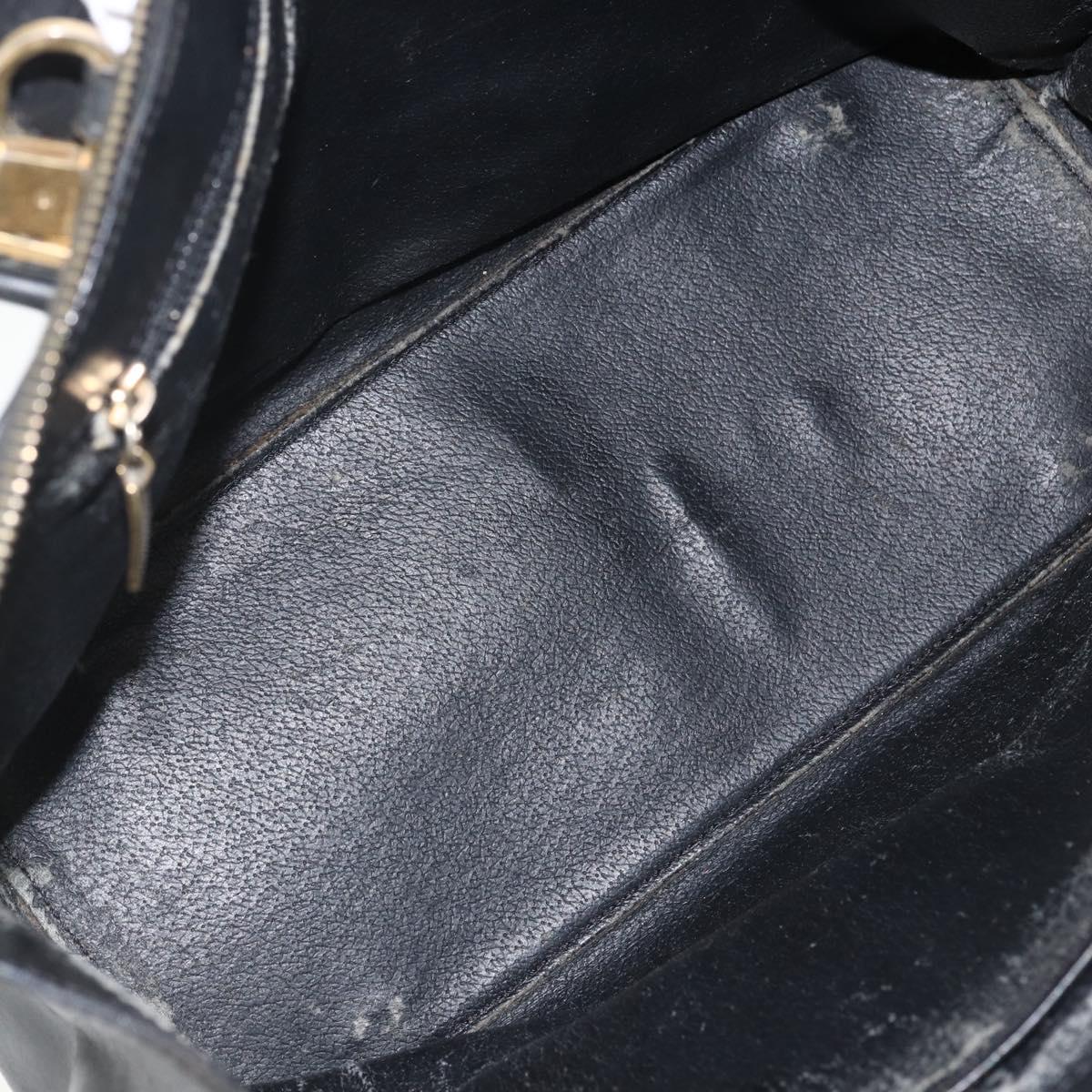 CELINE Macadam Canvas Hand Bag PVC Leather 2way Black Gold Auth ARZ366