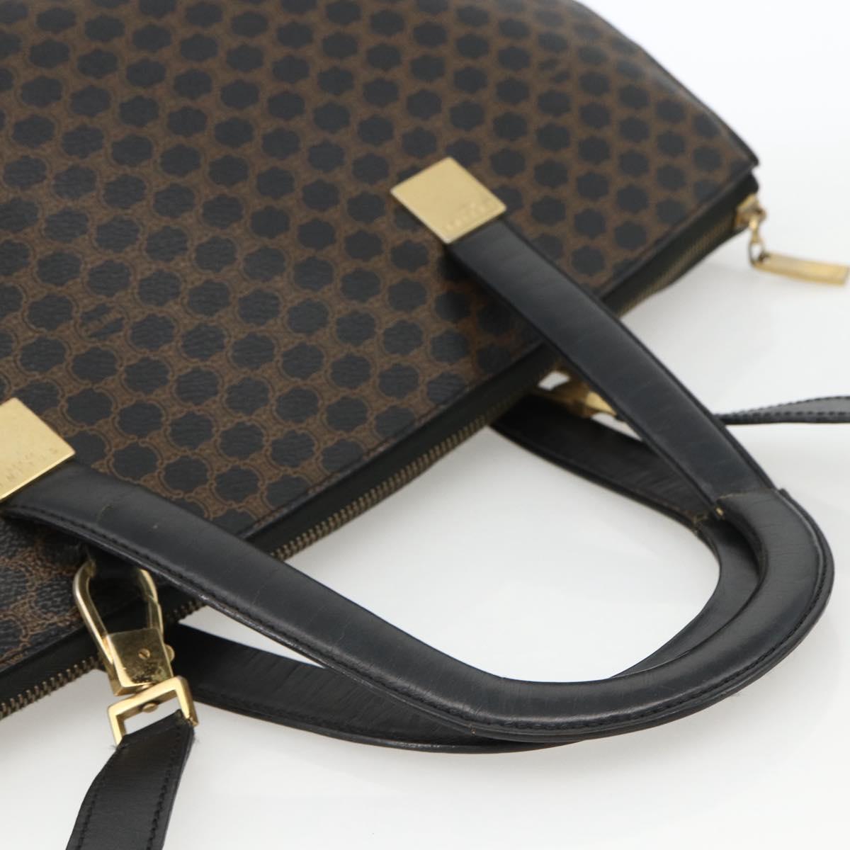 CELINE Macadam Canvas Hand Bag PVC Leather 2way Black Gold Auth ARZ366