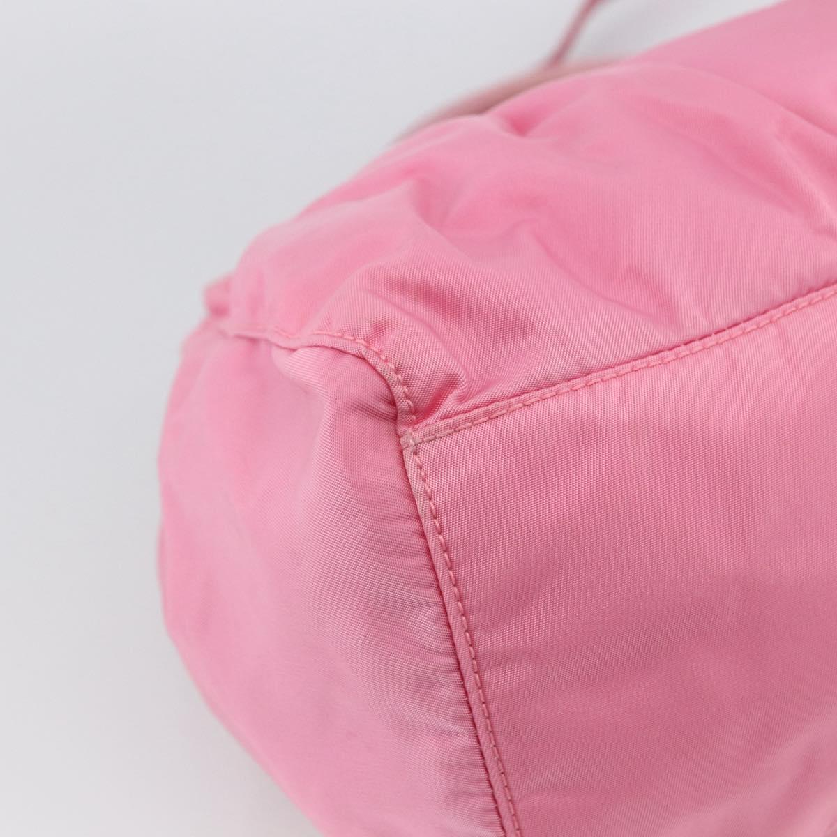 PRADA Ribbon Hand Bag Nylon 2way Pink Silver Auth ARZ368