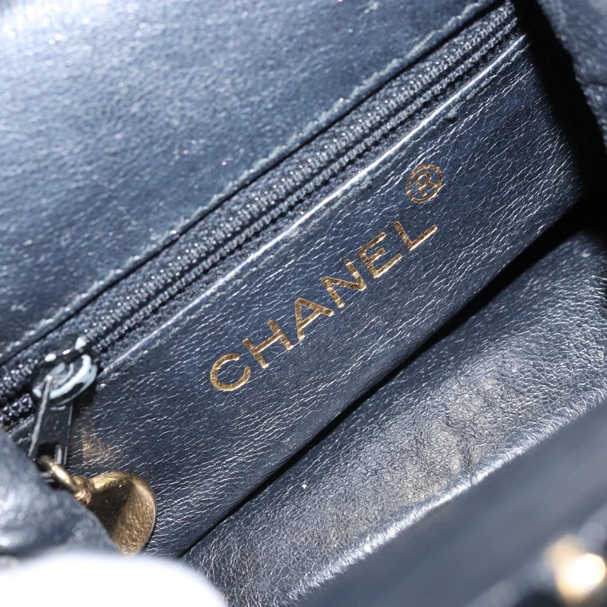 CHANEL Hand Bag Velor Black Gold CC Auth ARZ385A
