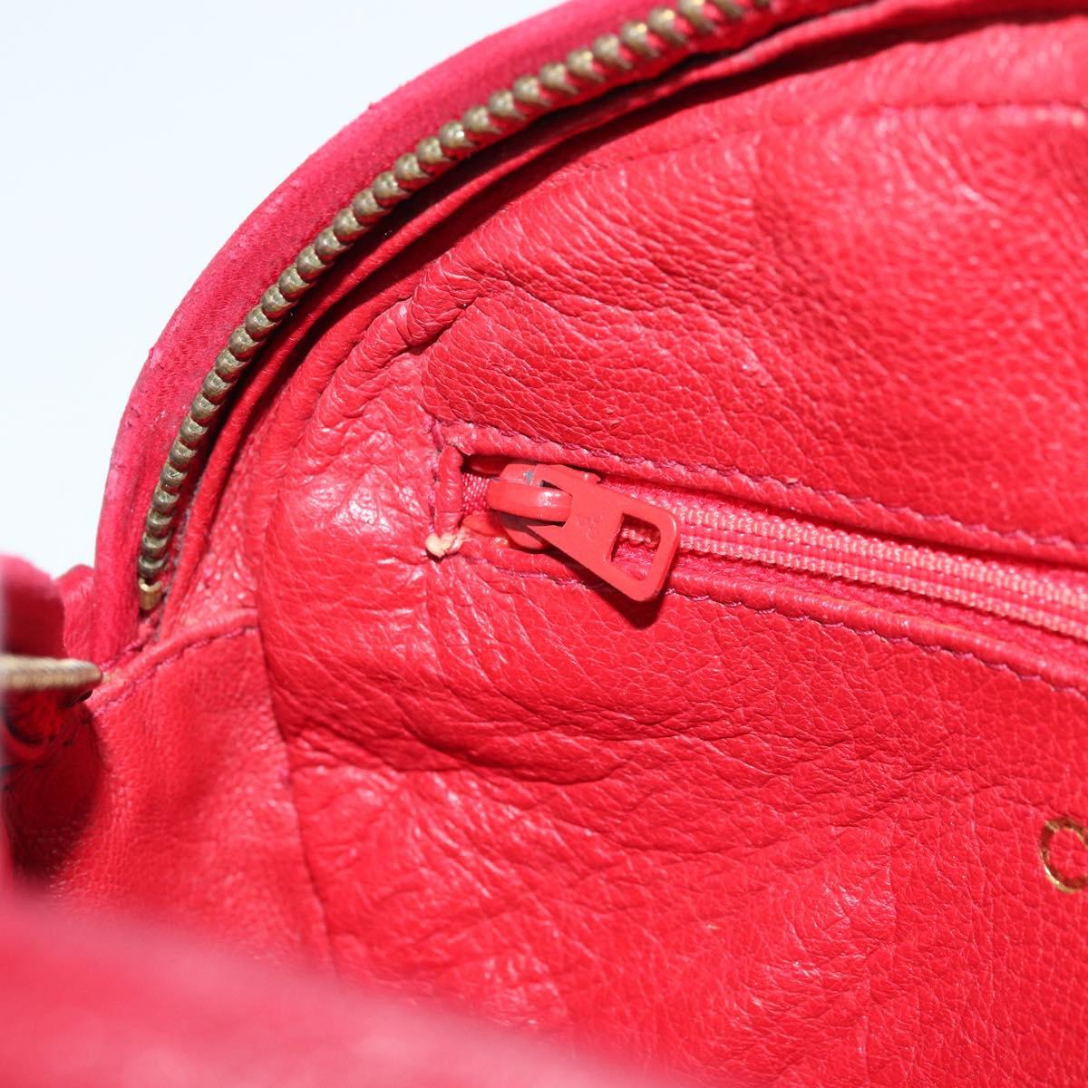 CHANEL Chain Shoulder Bag Lamb Skin Red Gold CC Auth ARZ393A