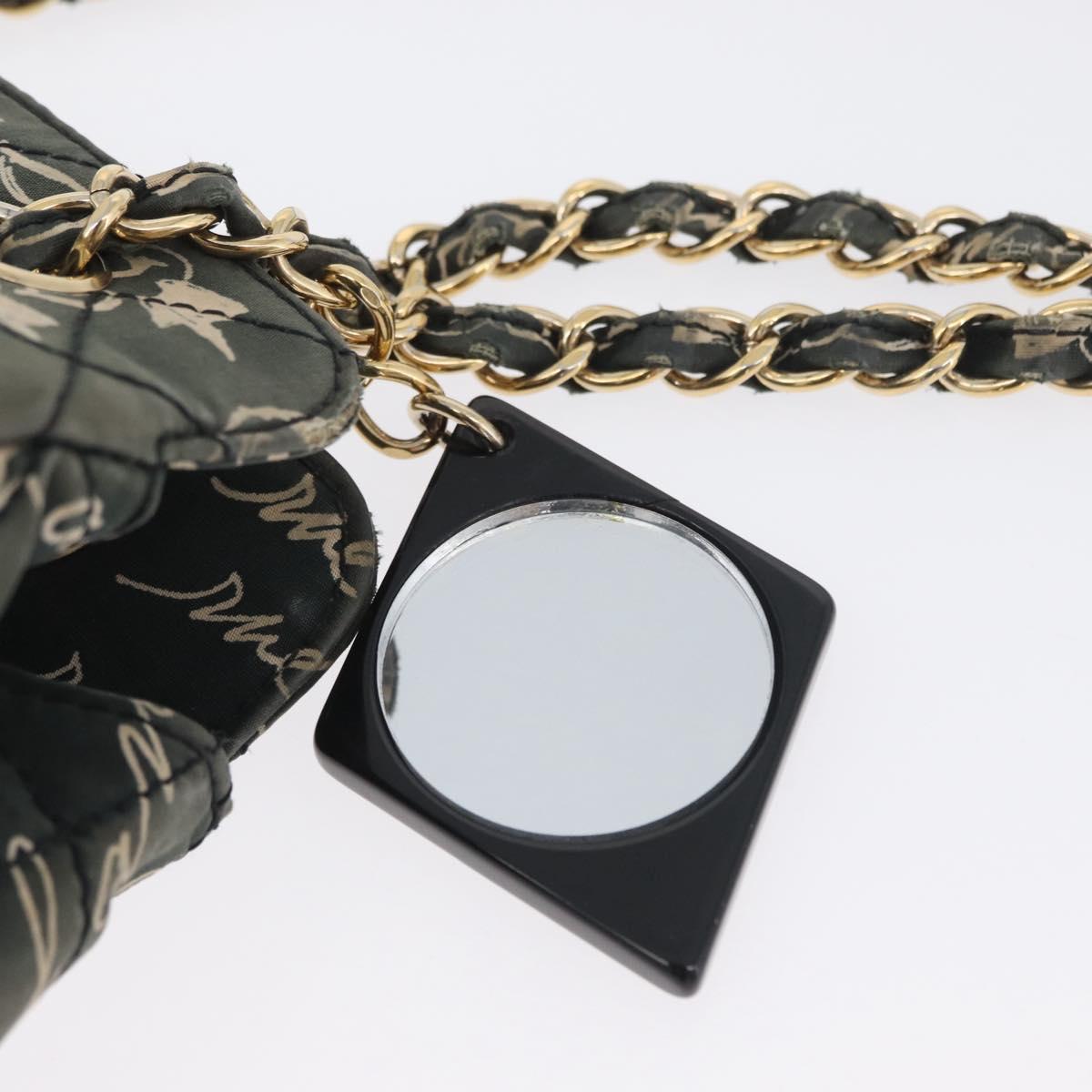 CHANEL Matelasse Chain Shoulder Bag Nylon Green Gold CC Auth ARZ394A