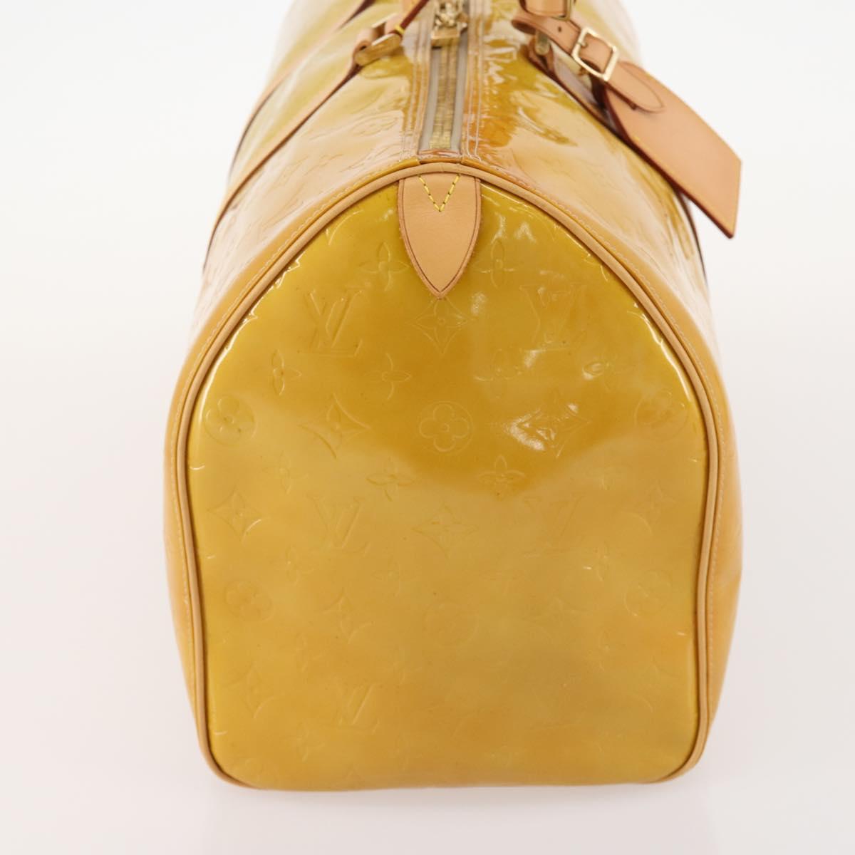 LOUIS VUITTON Monogram Vernis Mercer Boston Bag Beige M91000 LV Auth ARZ413