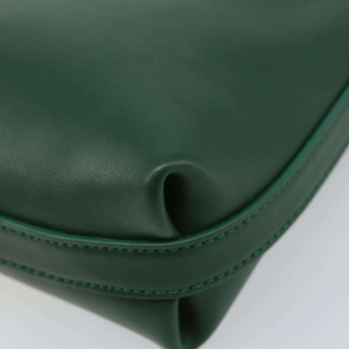 Salvatore Ferragamo Gancini Shoulder Bag Leather Green Gold Auth ARZ415V