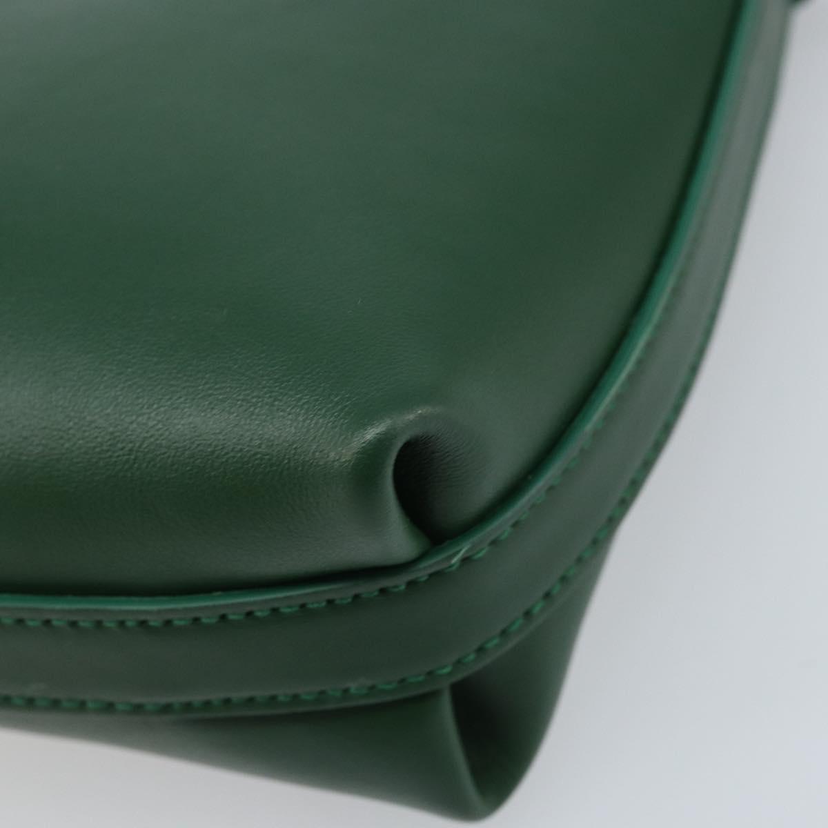 Salvatore Ferragamo Gancini Shoulder Bag Leather Green Gold Auth ARZ415V