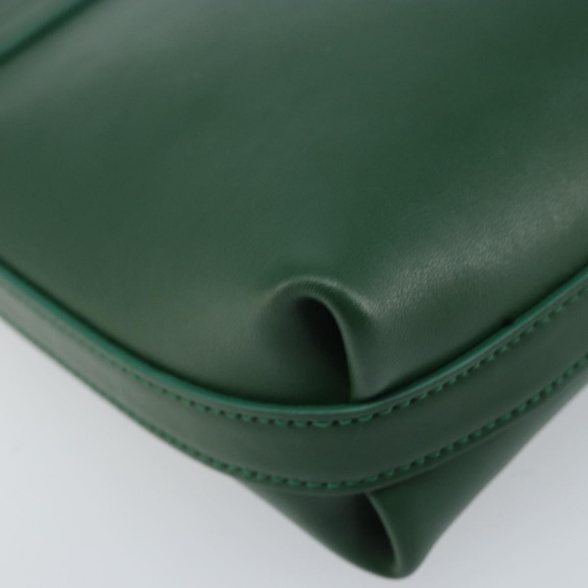 Salvatore Ferragamo Gancini Shoulder Bag Leather Green Gold Auth ARZ415V