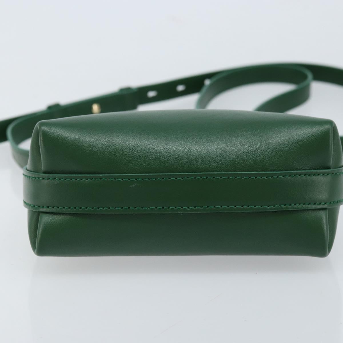 Salvatore Ferragamo Gancini Shoulder Bag Leather Green Gold Auth ARZ415V