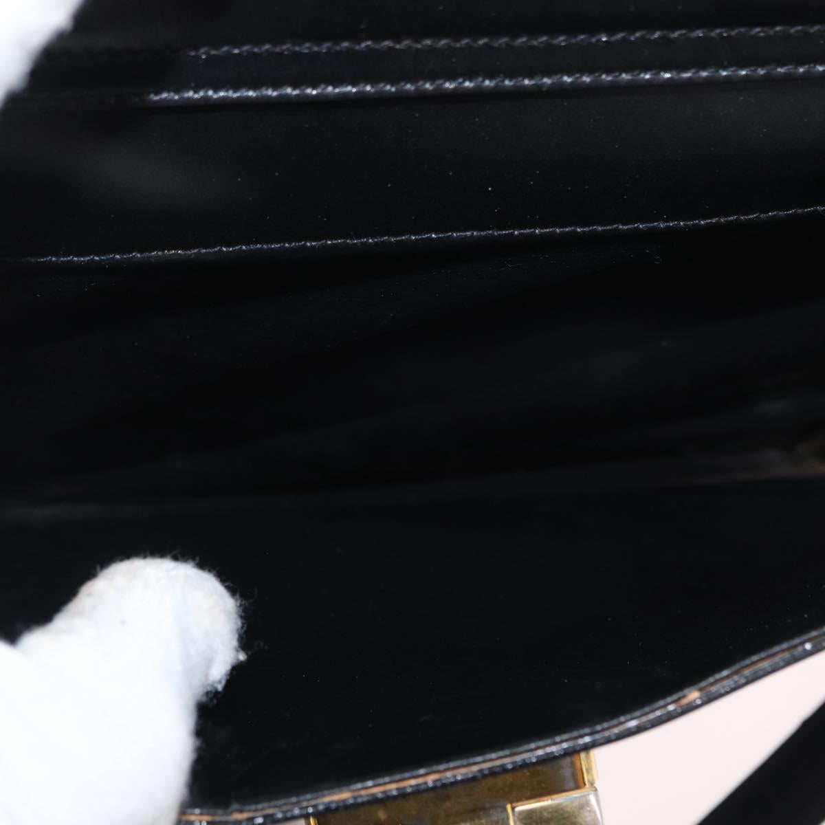 Salvatore Ferragamo Gancini Hand Bag Leather 2way Black Gold Auth ARZ417