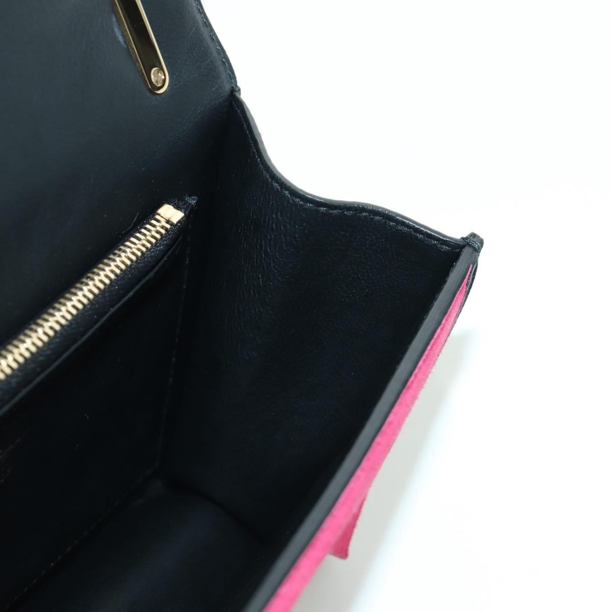 Salvatore Ferragamo Gancini Shoulder Bag Suede Black Pink gold Auth ARZ419M
