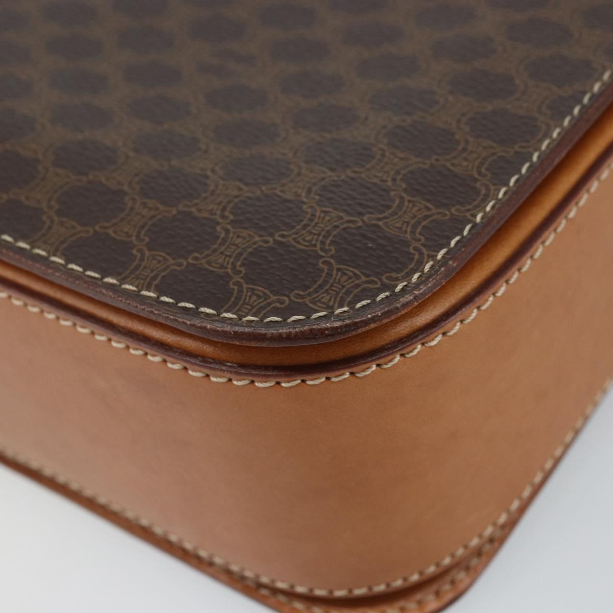 CELINE Macadam Canvas Shoulder Bag PVC Leather Brown Gold Auth ARZ423