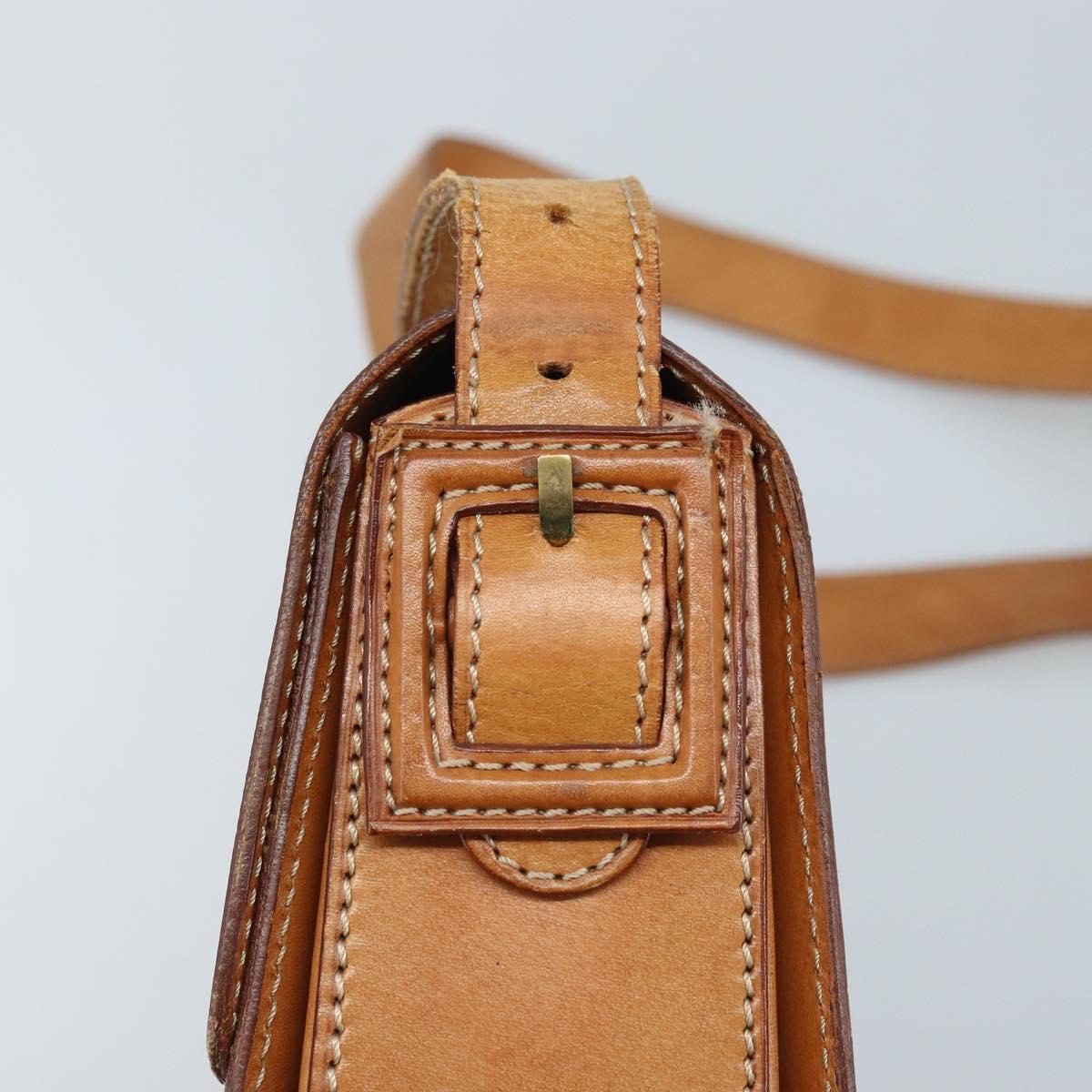 CELINE Macadam Canvas Shoulder Bag PVC Leather Brown Gold Auth ARZ423