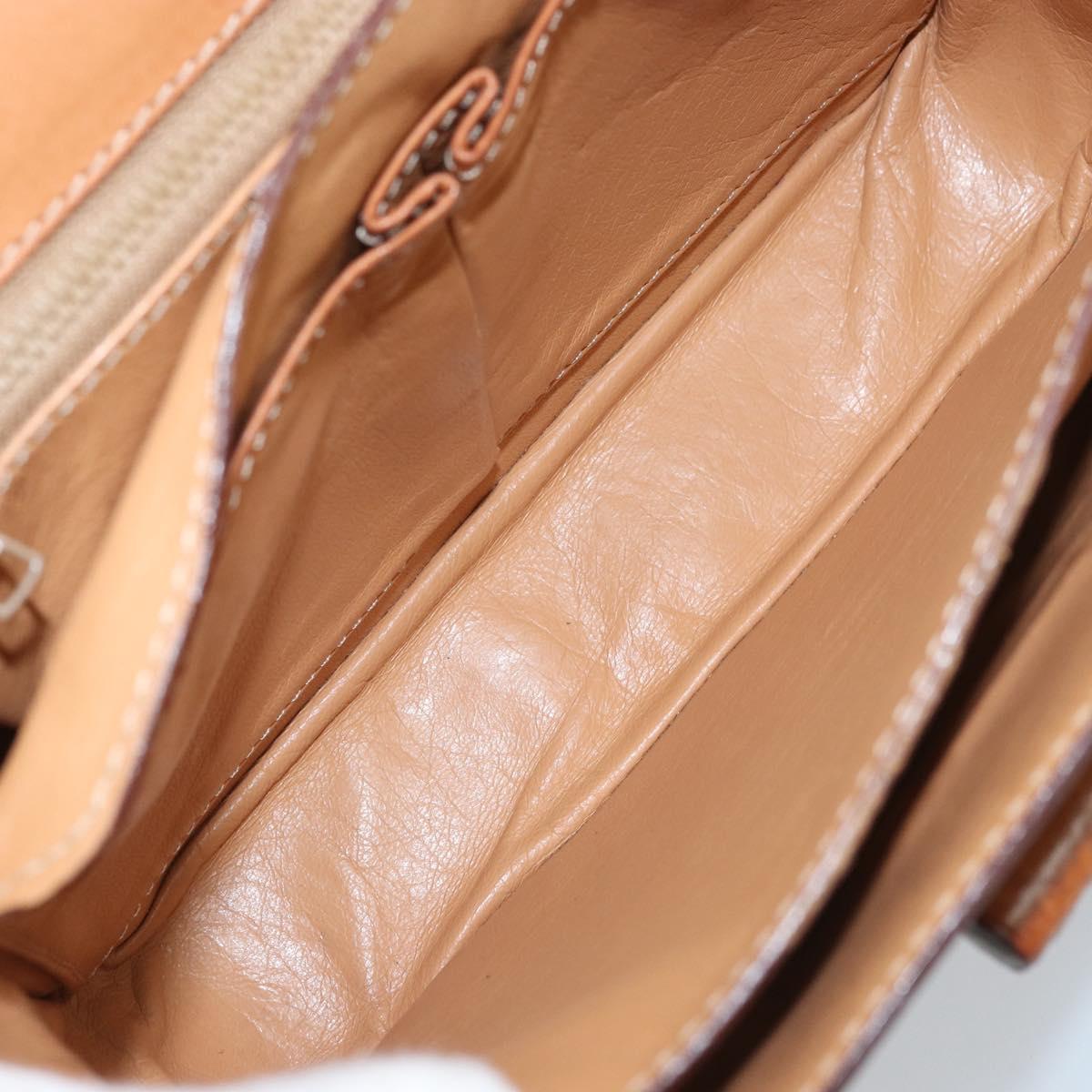 CELINE Macadam Canvas Shoulder Bag PVC Leather Brown Gold Auth ARZ423