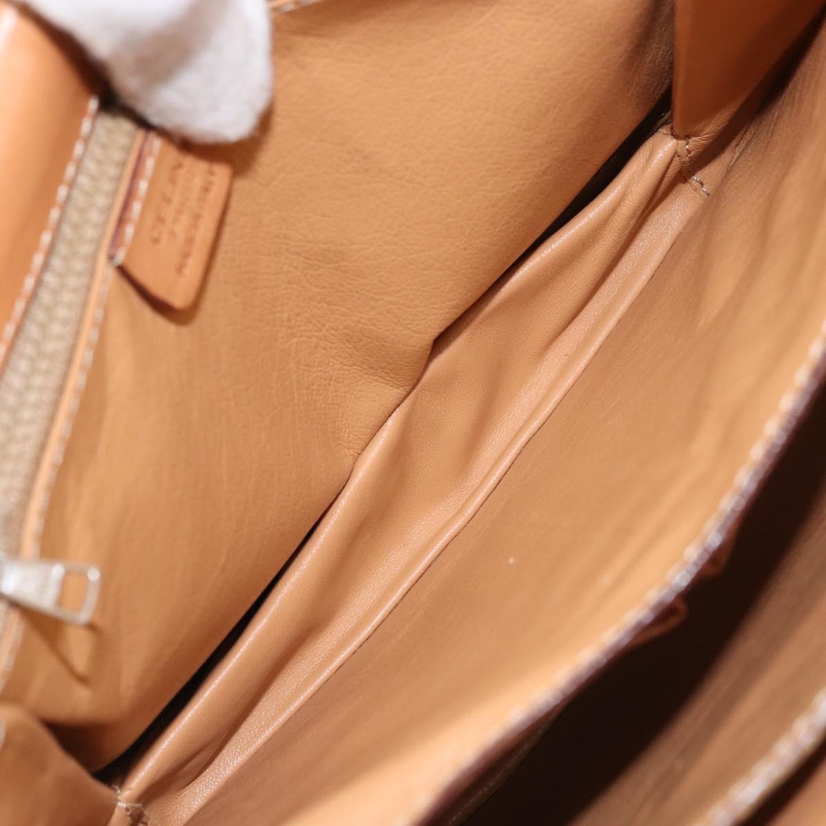 CELINE Macadam Canvas Shoulder Bag PVC Leather Brown Gold Auth ARZ423