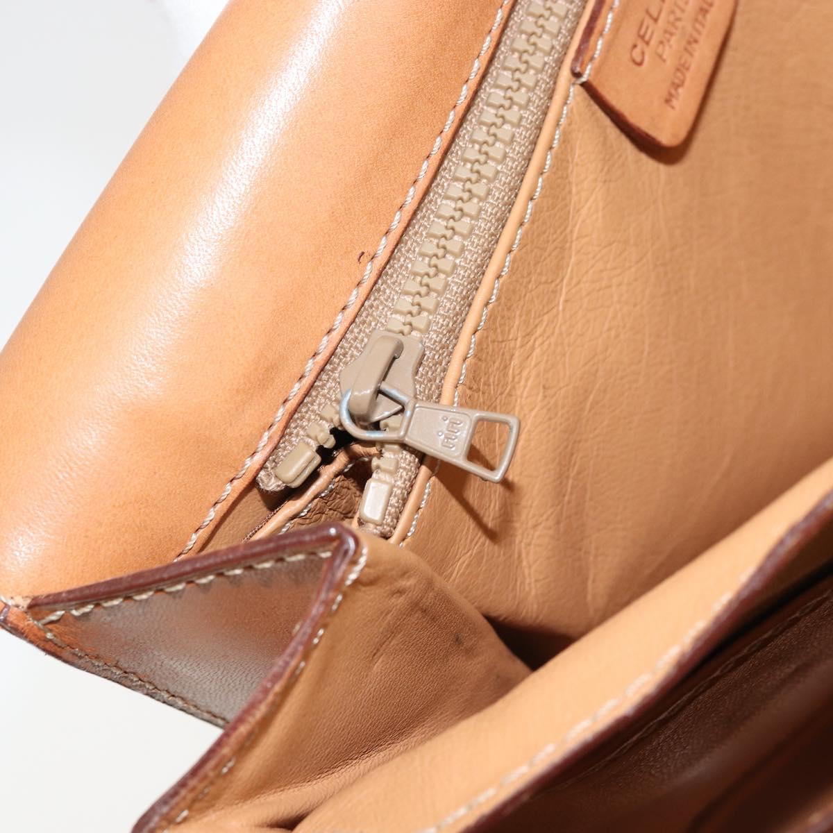 CELINE Macadam Canvas Shoulder Bag PVC Leather Brown Gold Auth ARZ423