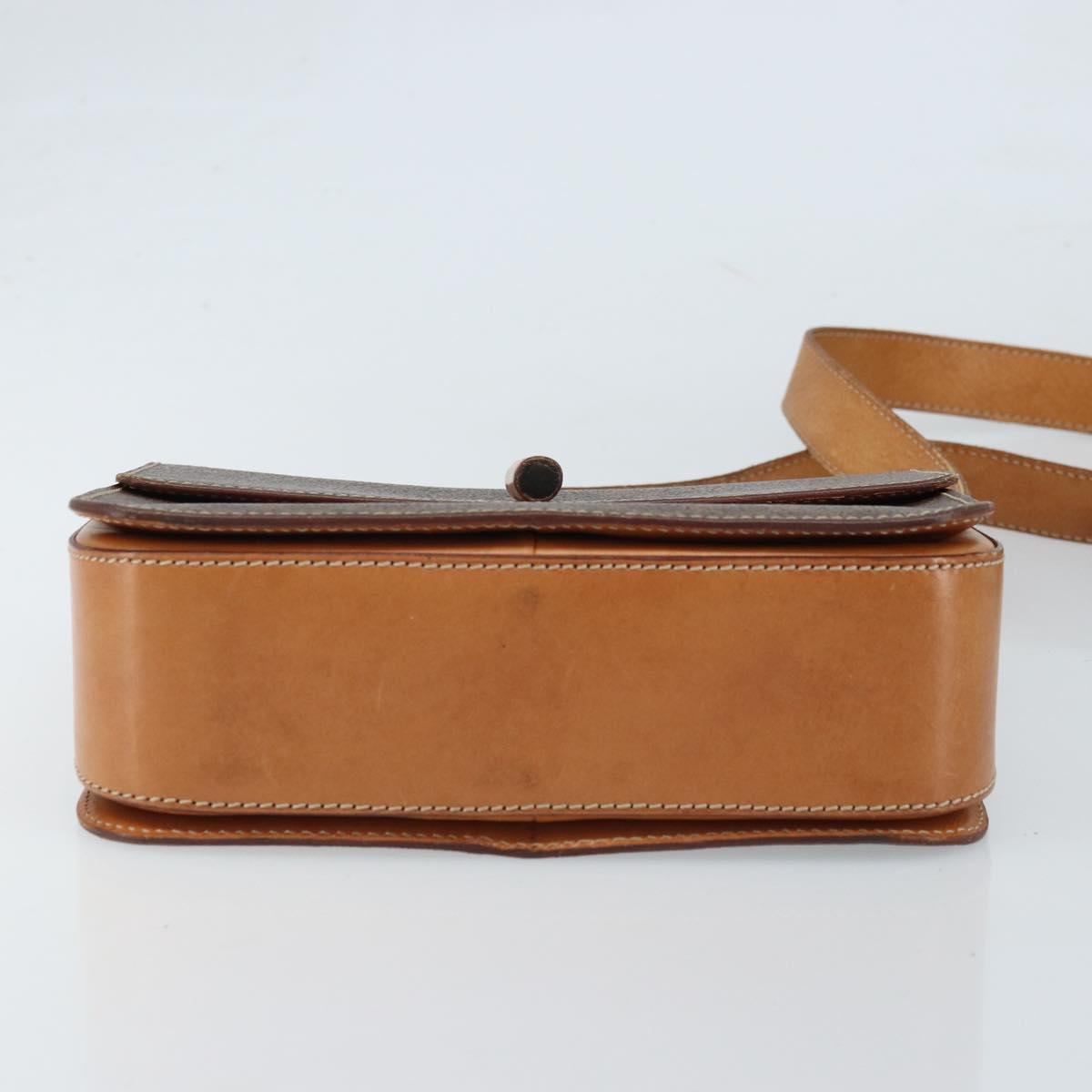 CELINE Macadam Canvas Shoulder Bag PVC Leather Brown Gold Auth ARZ423
