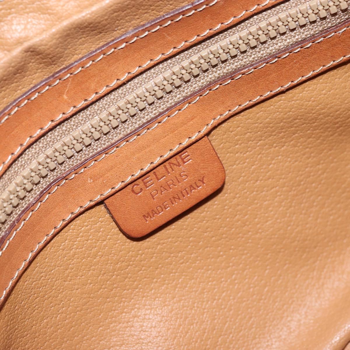 CELINE Macadam Canvas Shoulder Bag PVC Beige Gold Auth ARZ425