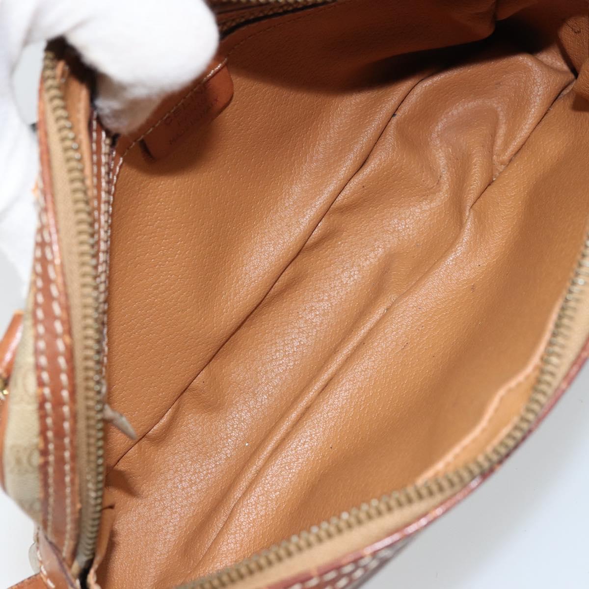 CELINE Macadam Canvas Shoulder Bag PVC Beige Gold Auth ARZ425
