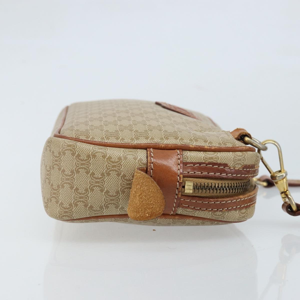 CELINE Macadam Canvas Shoulder Bag PVC Beige Gold Auth ARZ425