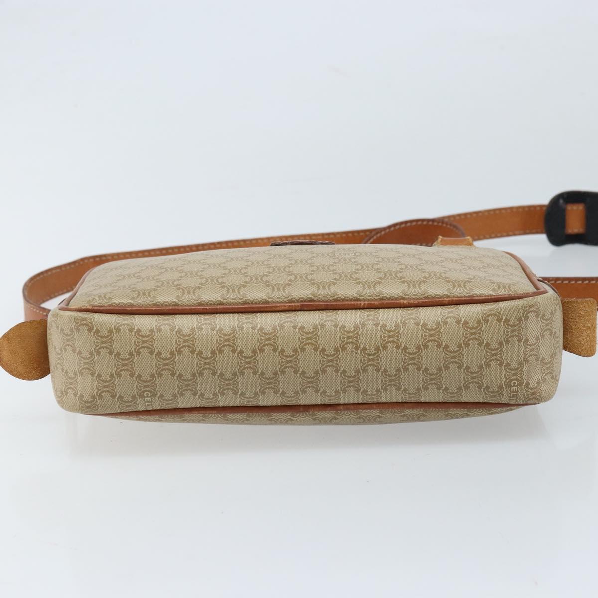 CELINE Macadam Canvas Shoulder Bag PVC Beige Gold Auth ARZ425
