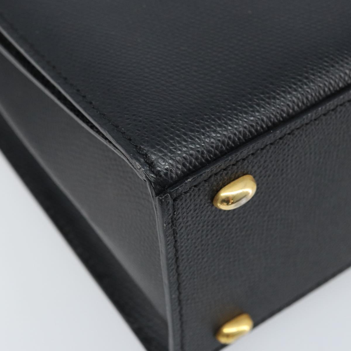 CELINE Hand Bag Leather Black Gold Auth ARZ426A