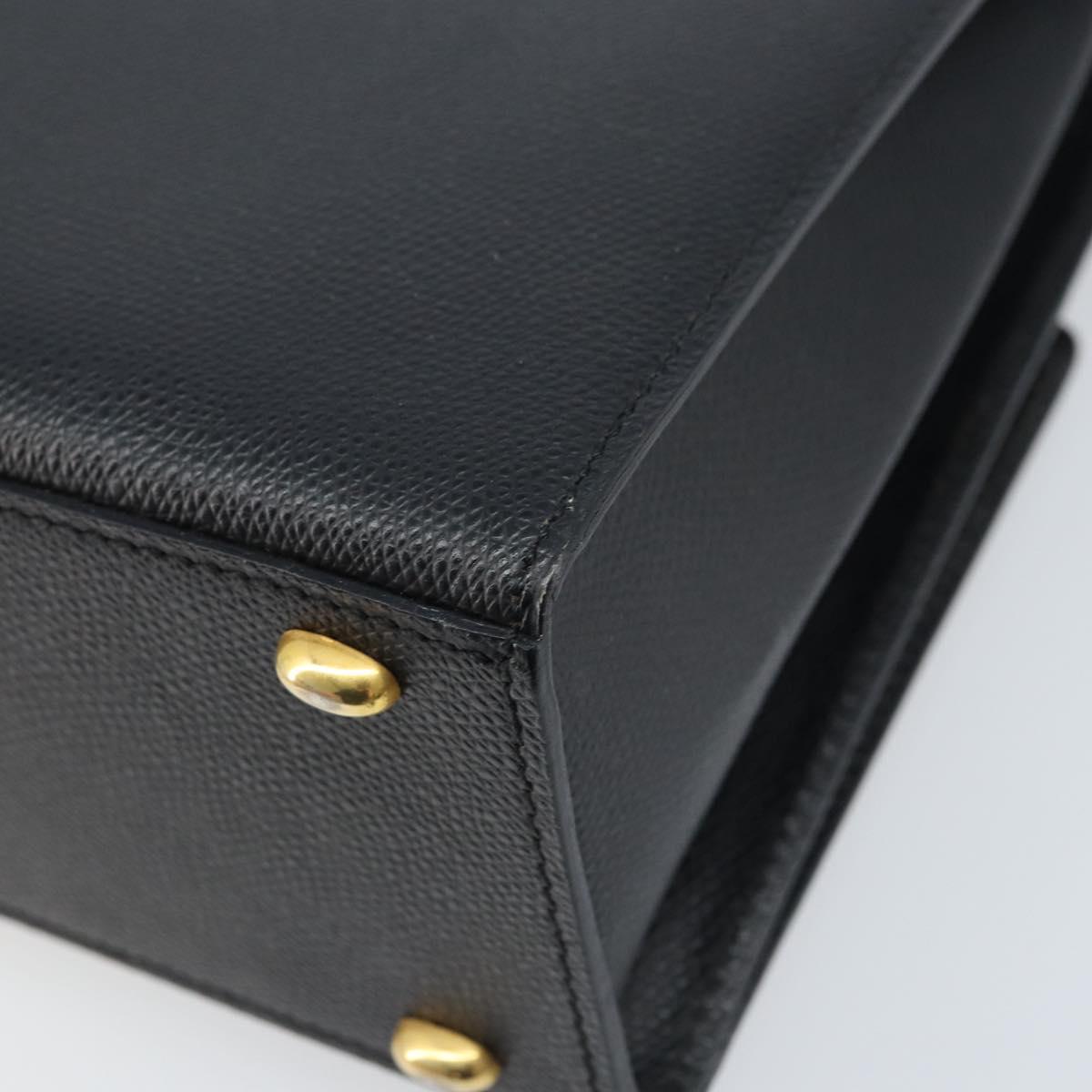 CELINE Hand Bag Leather Black Gold Auth ARZ426A