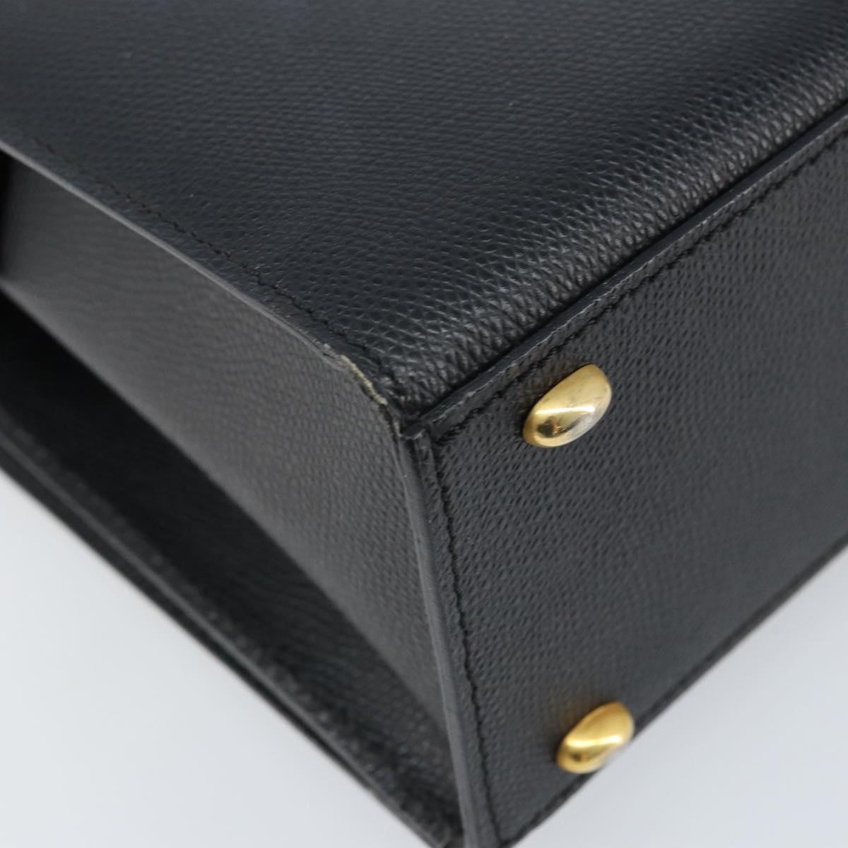 CELINE Hand Bag Leather Black Gold Auth ARZ426A