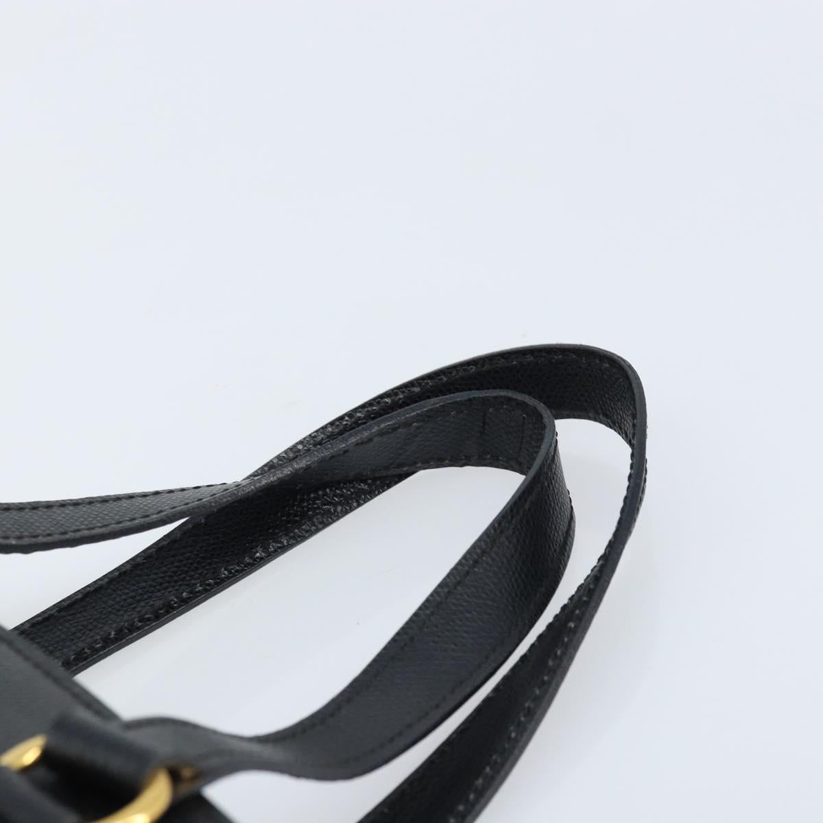 CELINE Hand Bag Leather Black Gold Auth ARZ426A