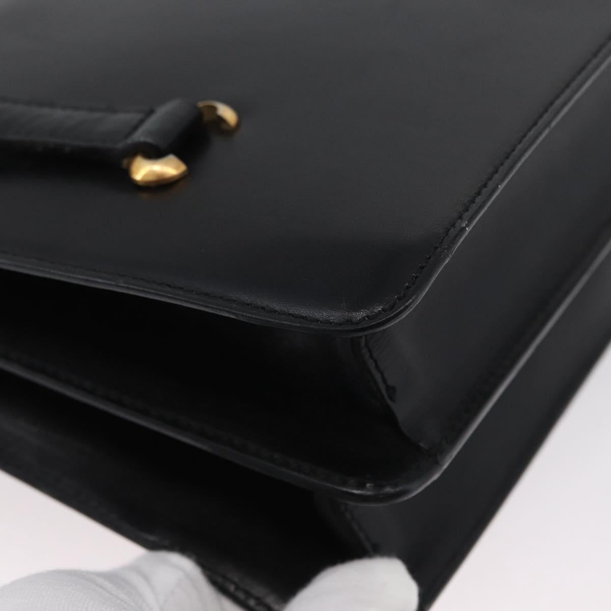 CELINE Hand Bag Leather Black Gold Auth ARZ427