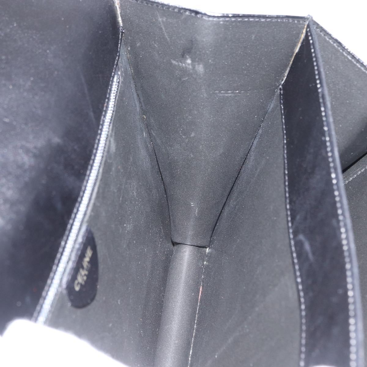 CELINE Hand Bag Leather Black Gold Auth ARZ427