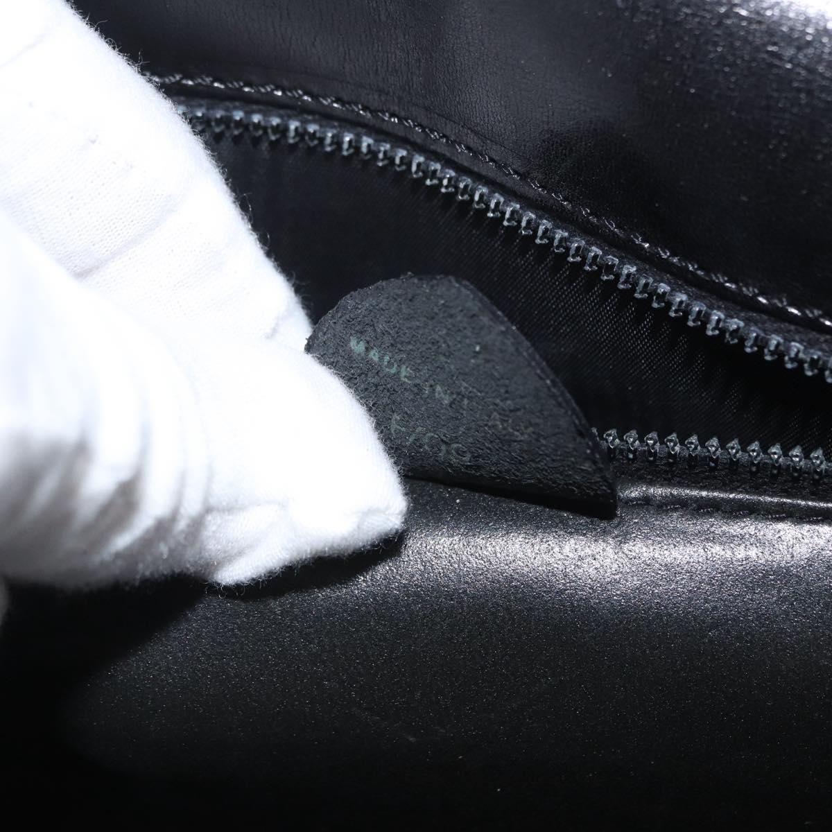 CELINE Hand Bag Leather Black Gold Auth ARZ427